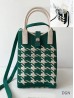 Large Capacity Super Soft Houndstooth Patterned Knitted Cellphone Bag W Strap (Heart Button Closure)